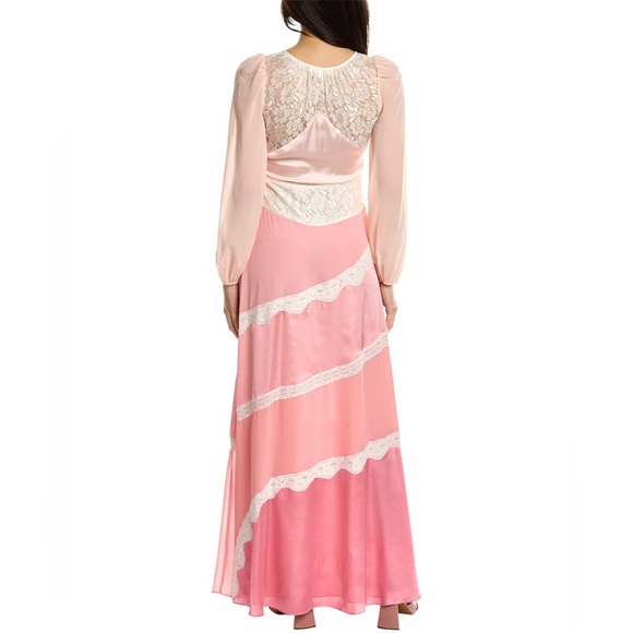 LOVESHACKFANCY
Kinsler paneled satin, chiffon and lace maxi dress - Picture 3 of 10